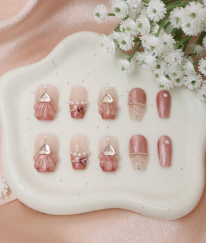 Pink Jade Heart Drops